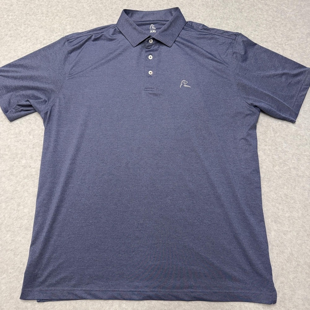 Rhoback Polo Shirt Mens 2XL Blue Solid Golf Performance Stretch Logo Jersey Top